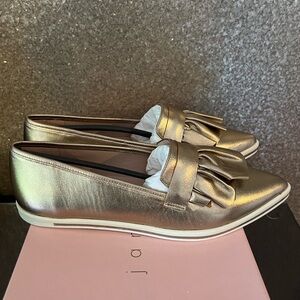 NWT - James Chan - Taraji gold leather flat/loafers - 8